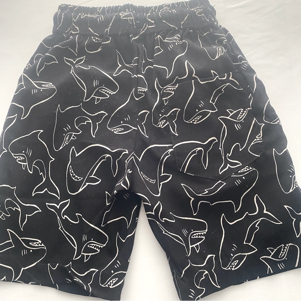 Public Record Pull On Shorts Toddler Small 4 Black White Sharks with Pockets